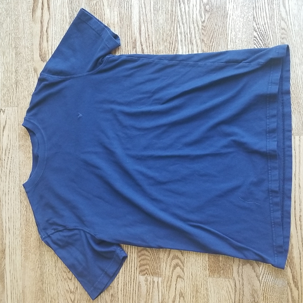 (S) American Eagle Men's Solid Navy Blue Standard Fit Super Soft Cotton T-Shirt